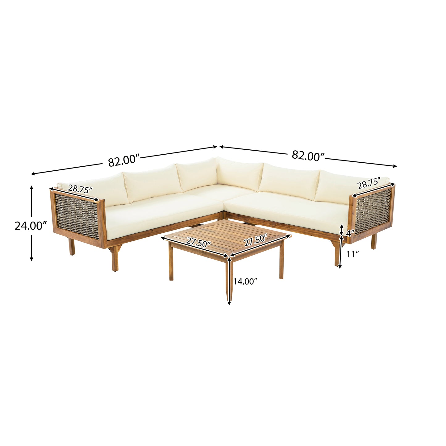 Premium Outdoor Sectional Sofa Set with Waterproof Cushions - Beige