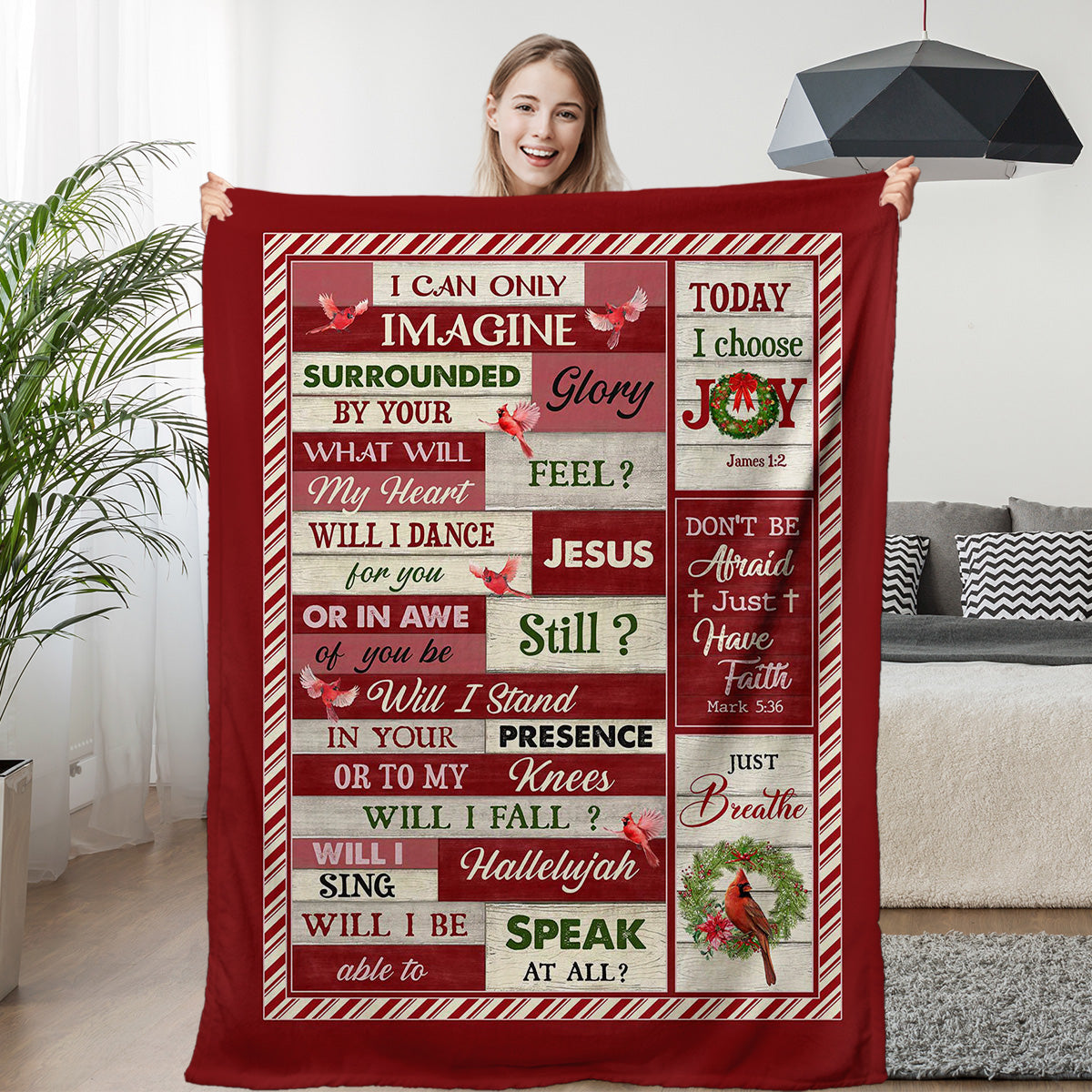 Christmas Cardinal Fleece Throw Blanket for Kids & Adults - Soft Warm Cozy Bed Couch Decor 150x200cm Red