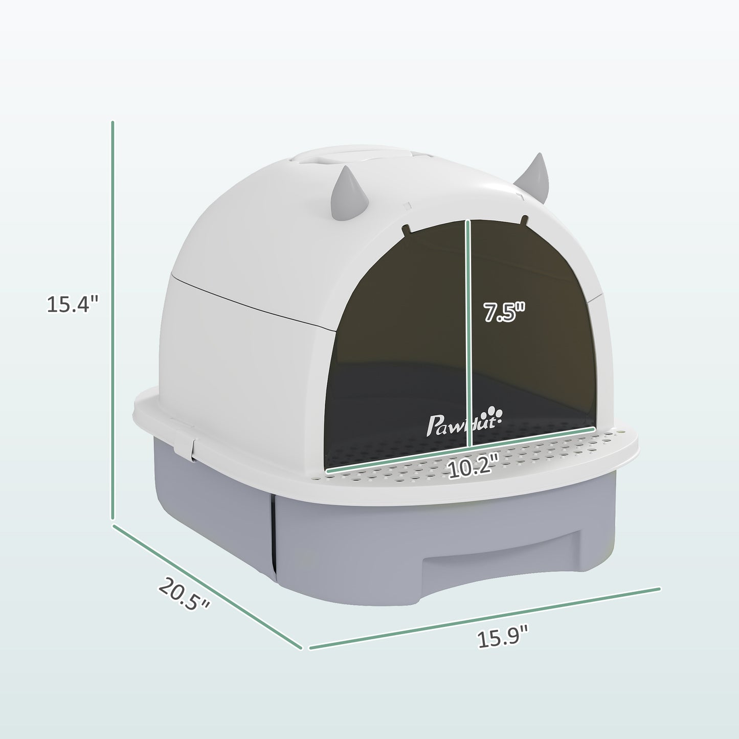 Covered Cat Litter Box with Lid and Scoop - Odor Control, Portable, Easy to Clean - Gray 410x180x520mm