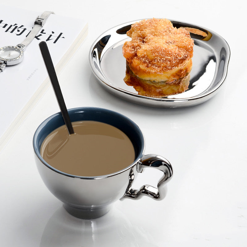 Ceramic Mug with Silver Plating and Nordic Style Handle - 210ML Drinkware