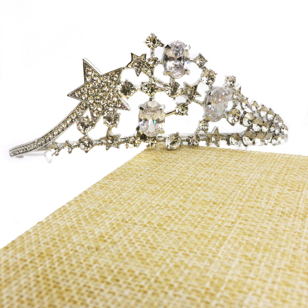 Zircon Star Bride Crown - Silver