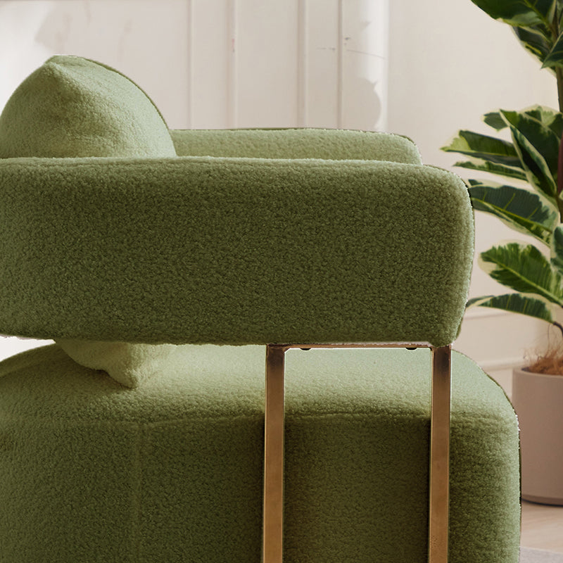 Modern Green Decorative Chair with Gold Metal Legs - Teddy Upholstered