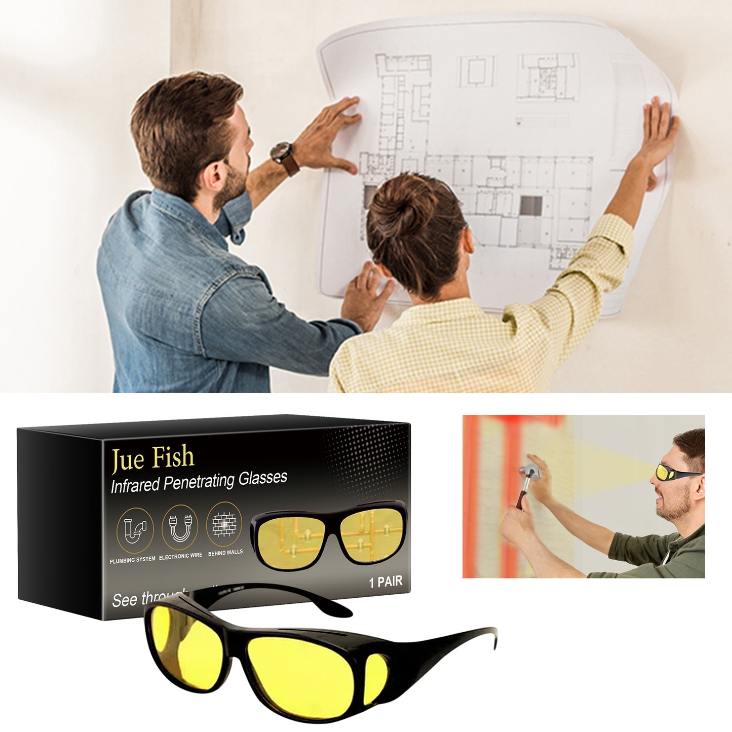 Infrared Penetrating Glasses for Wall Inspection - 150ml Safety Eyewear