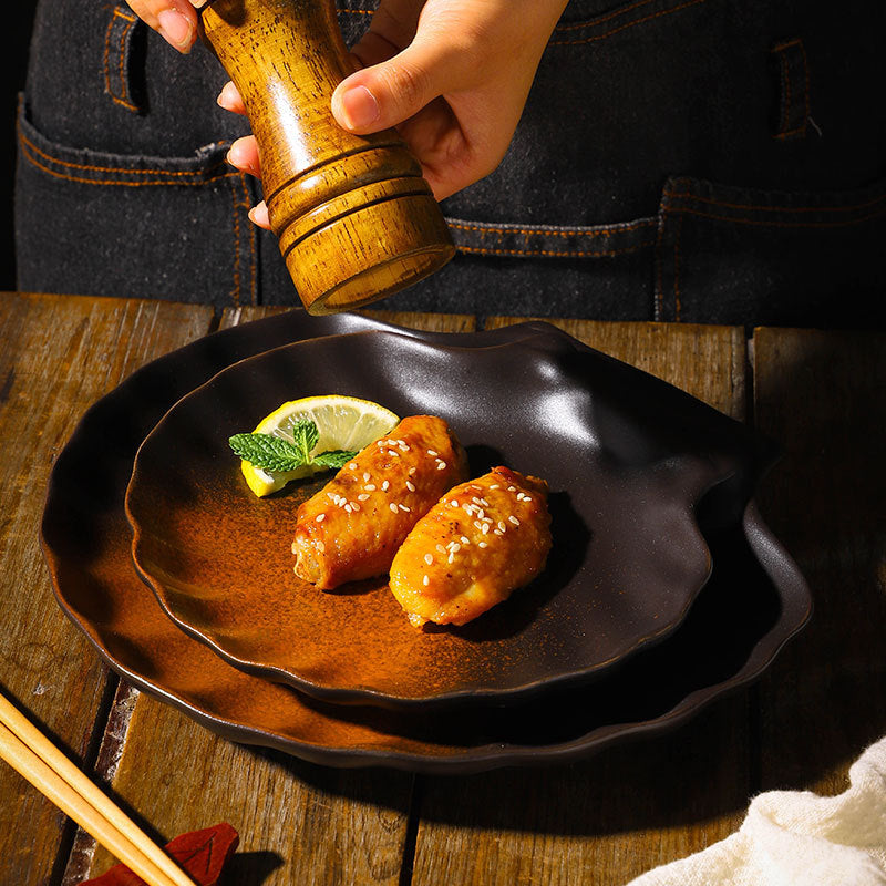 Ceramic Shell Plate for Kitchen & Dining - Irregular Shape, Microwave Safe