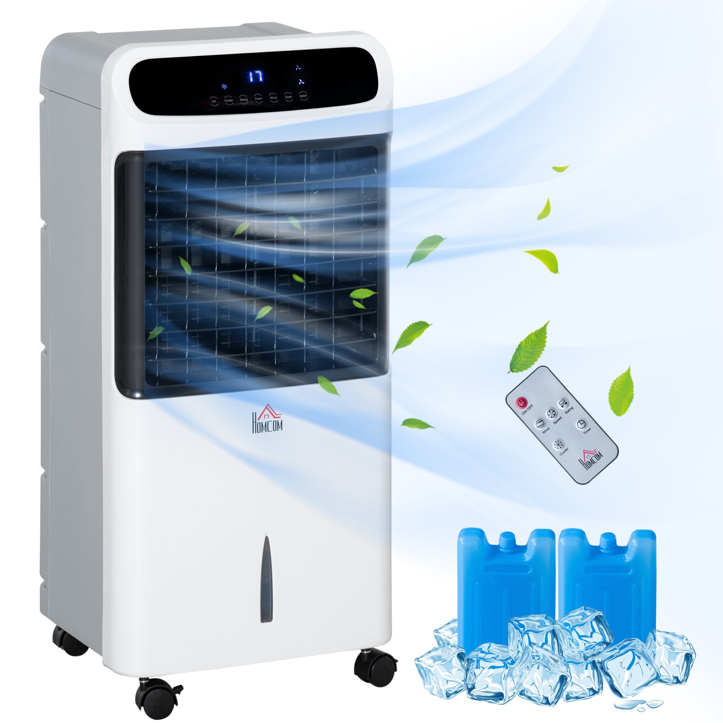 3-in-1 Portable Ice Cooling Fan with Remote & Oscillation - White