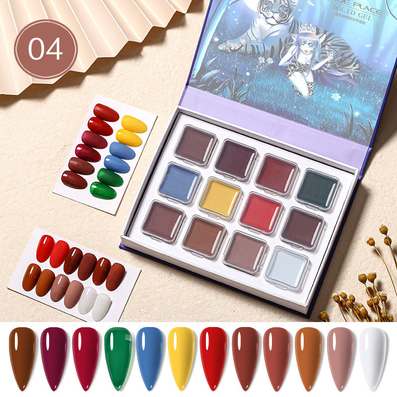 12-Color Nail Art Solid Glue Kit