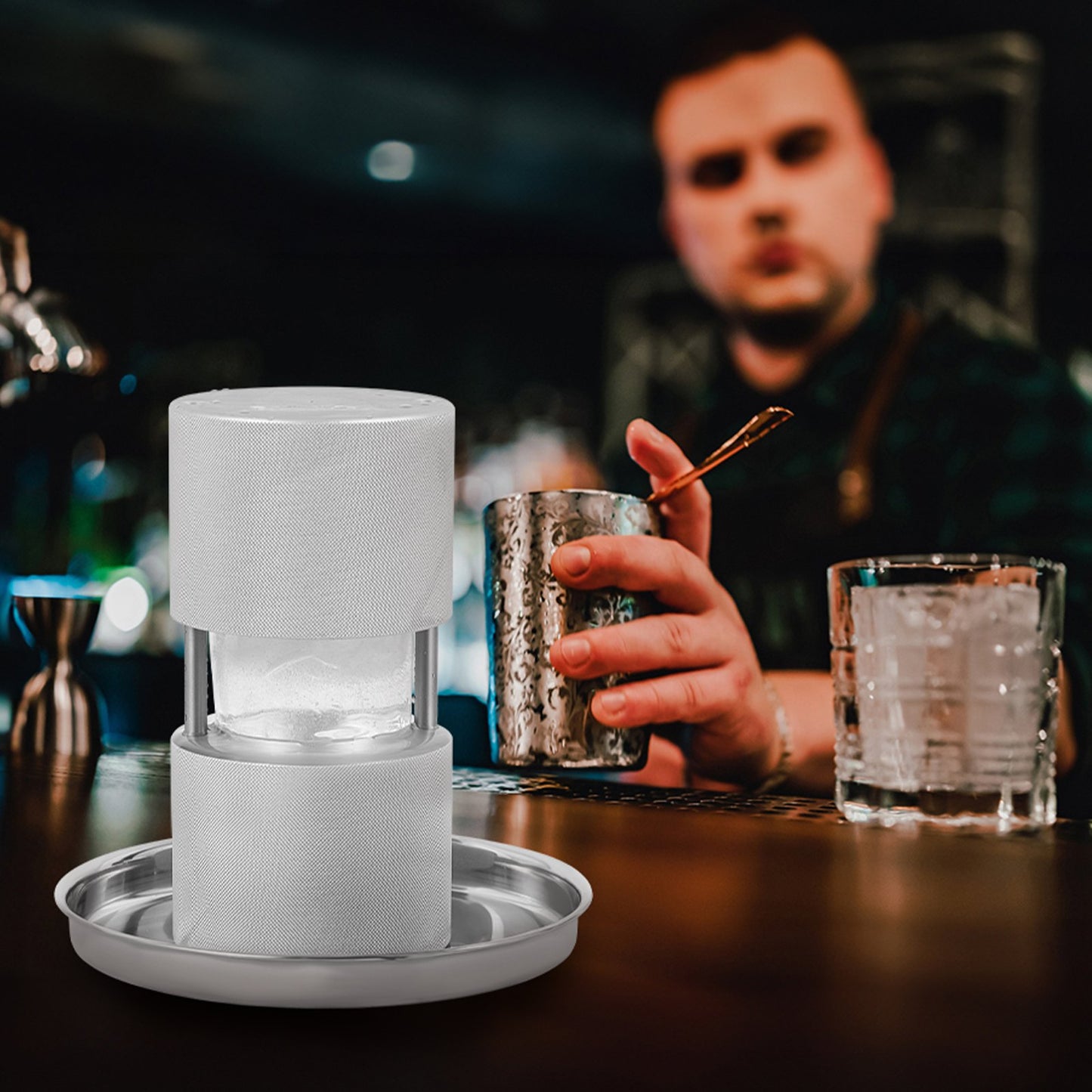 Ice Ball Maker - 2.4-Inch Aluminum Press Kit with Drip Tray