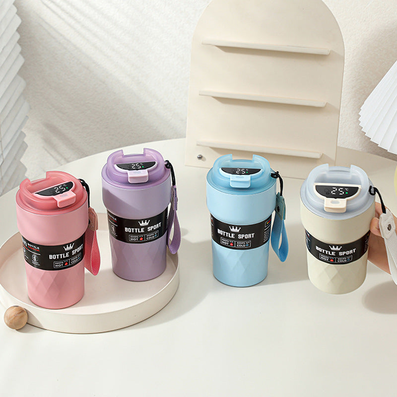 Temperature Measuring Stainless Steel Coffee Cup with Double Layer Vacuum Insulation