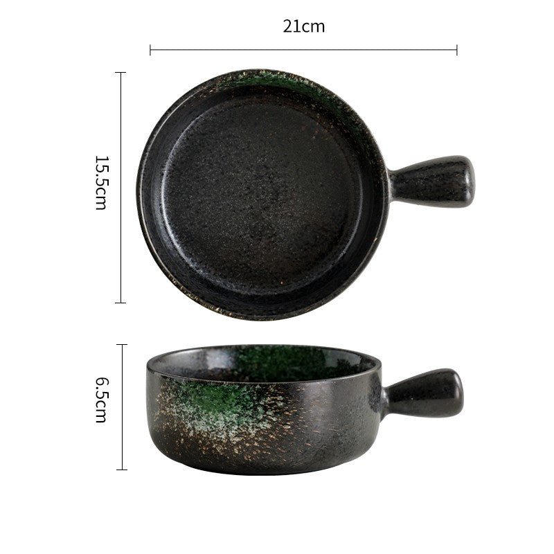 Japanese Style Ceramic Noodle Bowl with Lid and Handle – 6-Inch Porcelain Kitchenware
