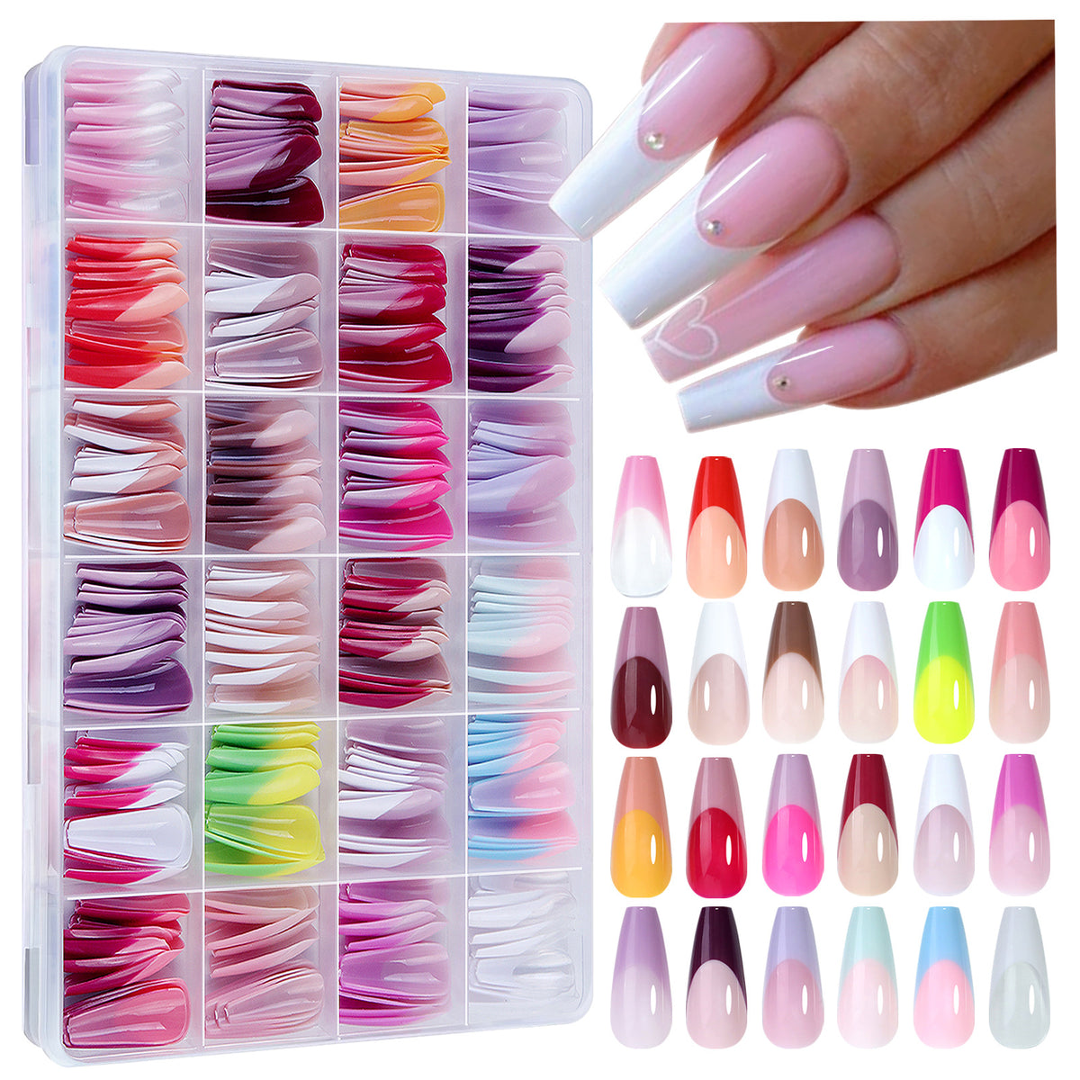 French Nail Stickers 288PCS Seamless Removable Nail Art Decals