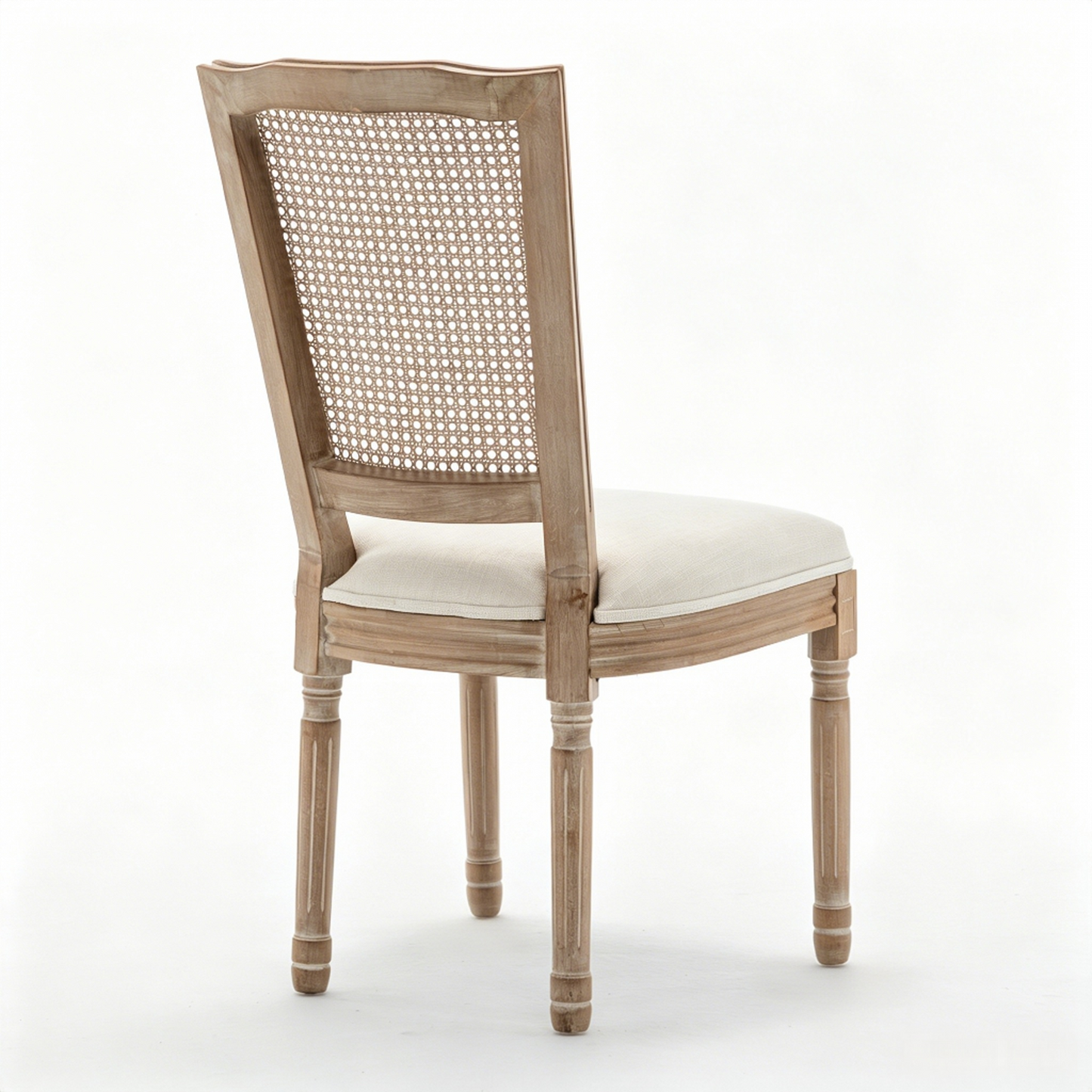 Farmhouse Dining Chairs Set of 2 - Solid Wood, Beige Linen Seat