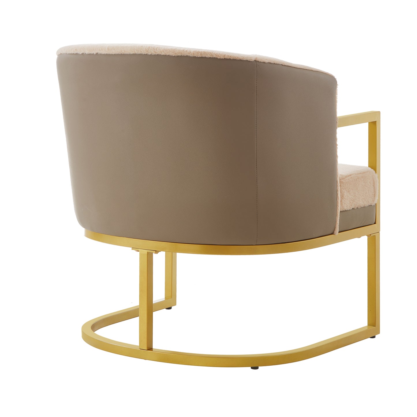Cozy Upholstered Accent Chair with Gold Metal Frame - Brown