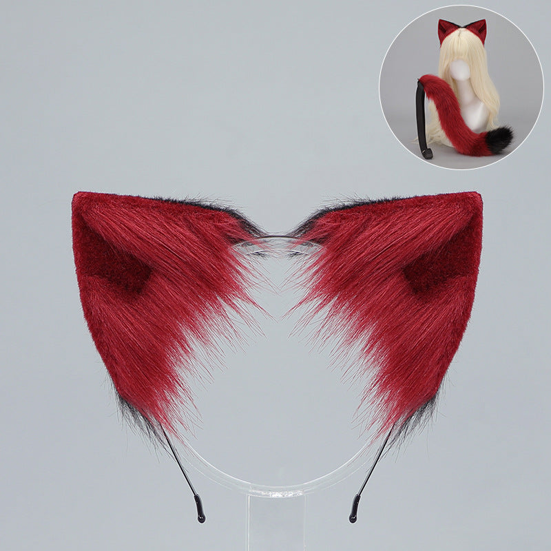 Cat Ear Headband and Tail Set - Plush, Trendy Cat Costume Accessory