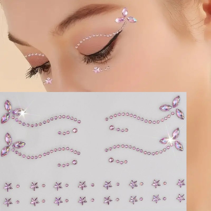 Crystal Rhinestone Face & Brow Stickers Set