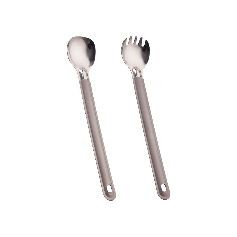 Portable Titanium Fork and Spoon Set - Long-Handled Minimalist Dining Utensils