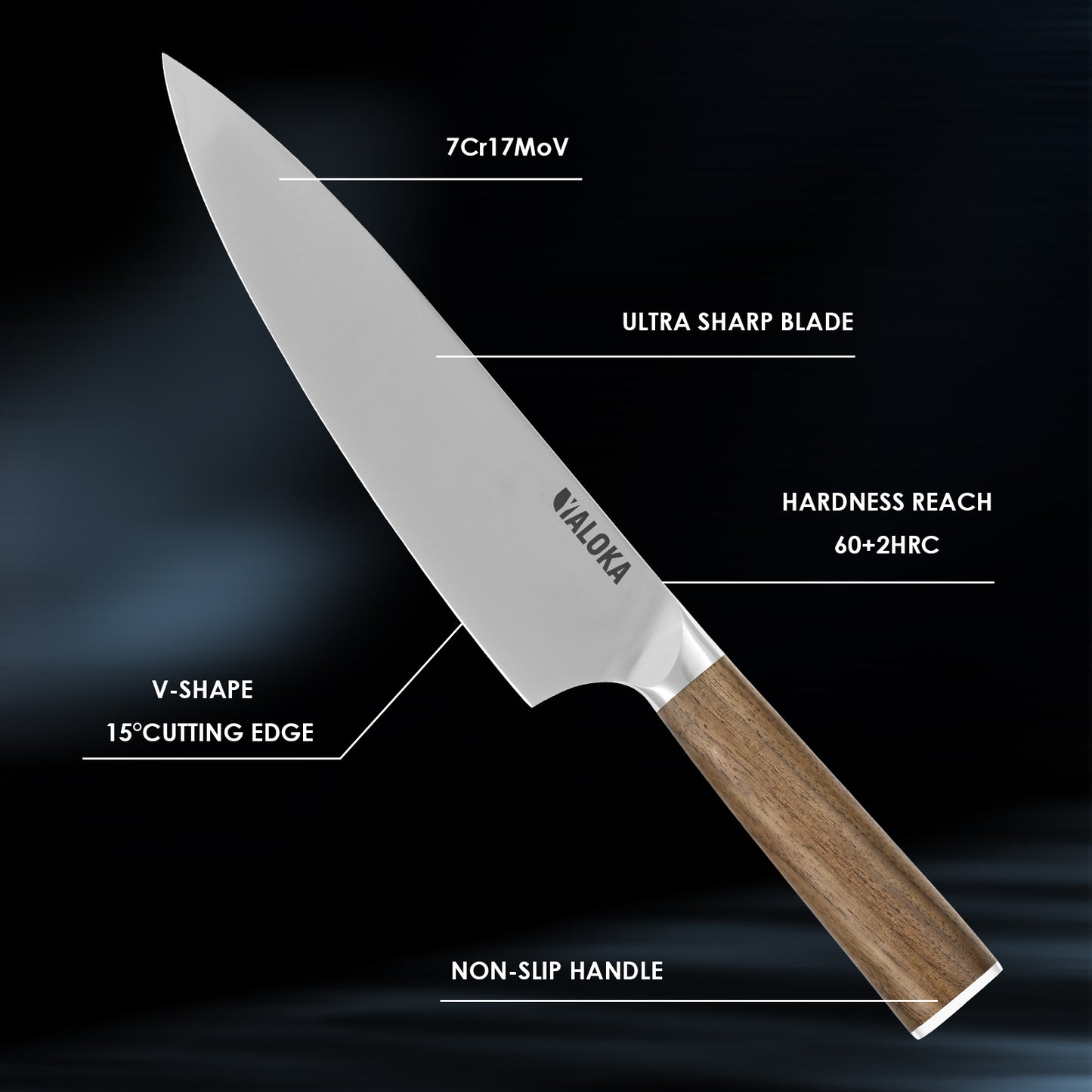 8-Inch Professional Japanese Chef Knife - Ultra Sharp Gyuto with Ergonomic Wood Handle