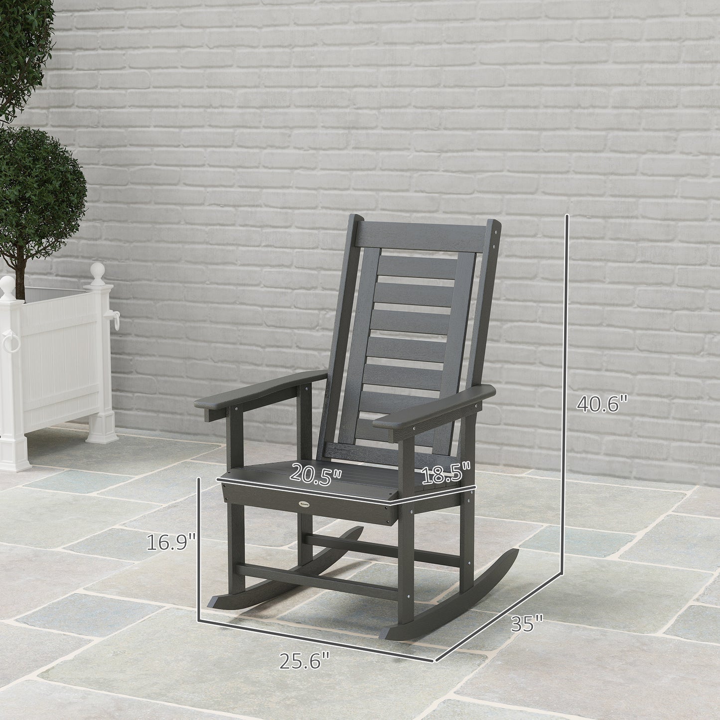 2-Piece Patio Rocking Chair Set - HDPE Outdoor Rockers, Dark Gray
