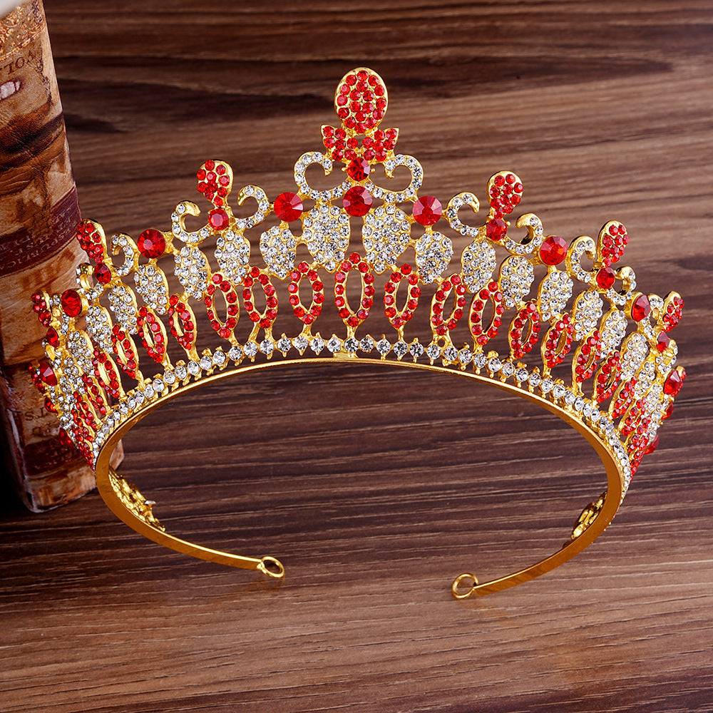 Baroque Rhinestone Crown Hair Accessory - European Style