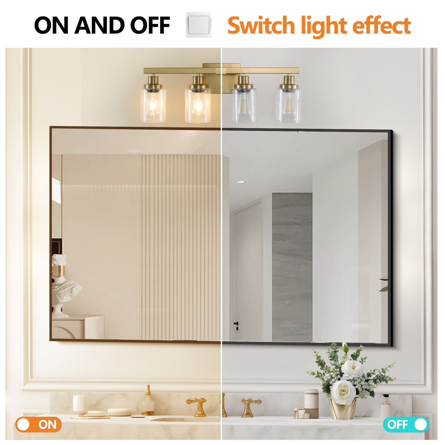 4-Light Golden Vanity Wall Light with Clear Glass Shades