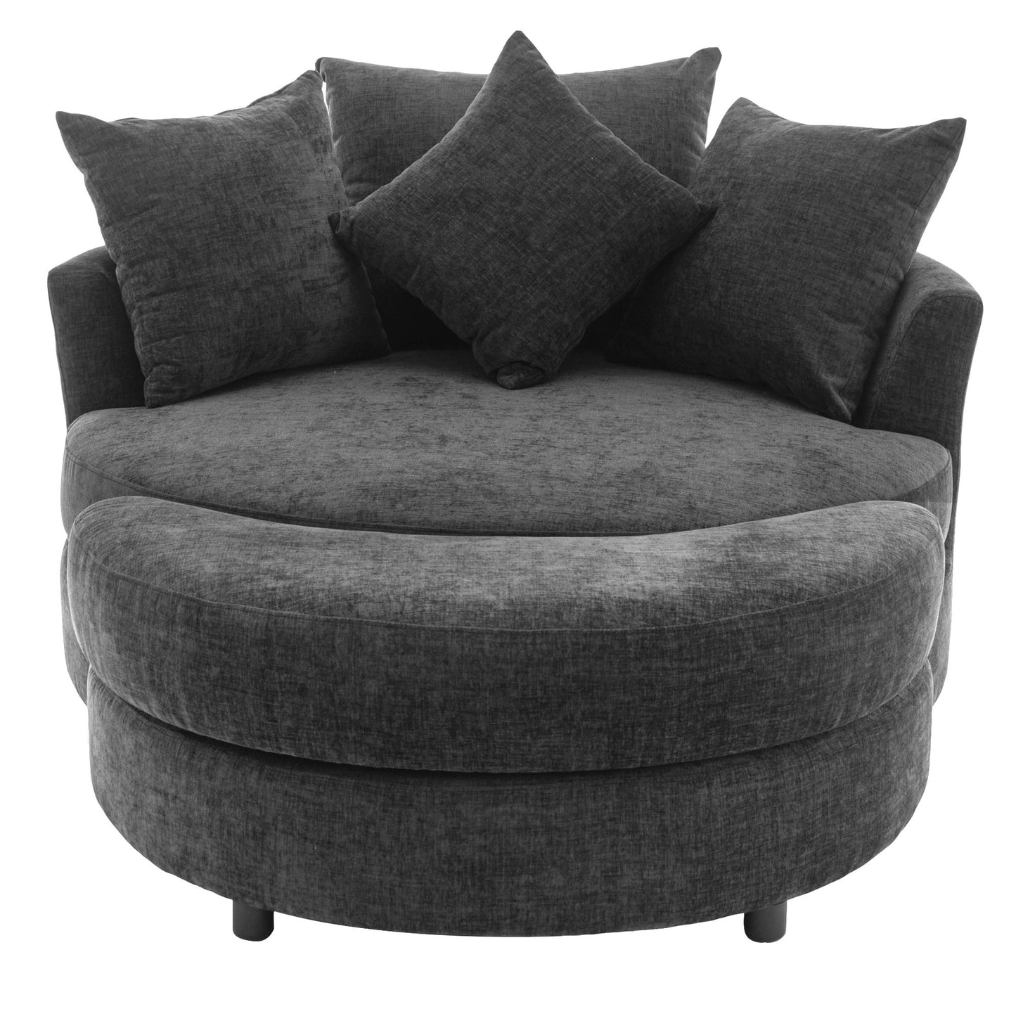 360° Swivel Accent Barrel Chair with Storage Ottoman & 4 Pillows - Gray