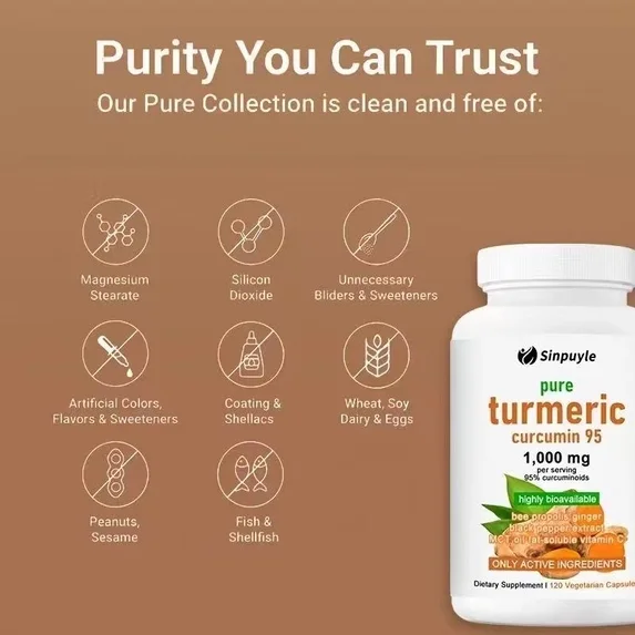 Turmeric Curcumin 1000mg Supplement with Ginger & Vitamin C - 120 Capsules