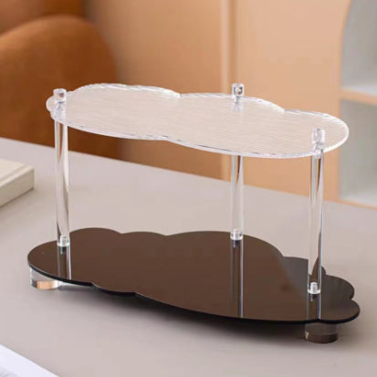 Wavy Acrylic Shelf with 3 Layers - Modern Dustproof Storage Rack for Living Room