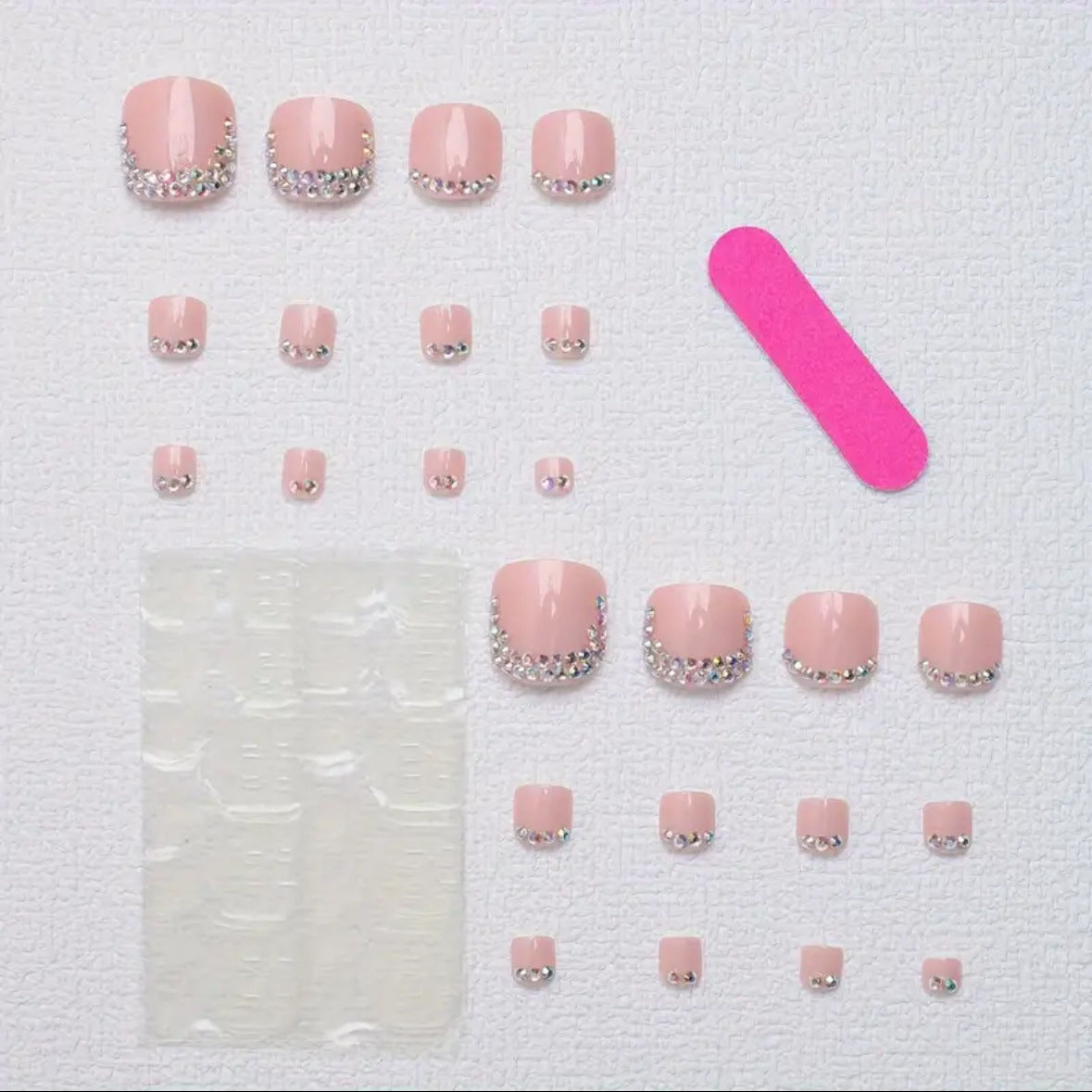 Foot Manicure Kit with Nail Art Glue and Patterns for Ladies