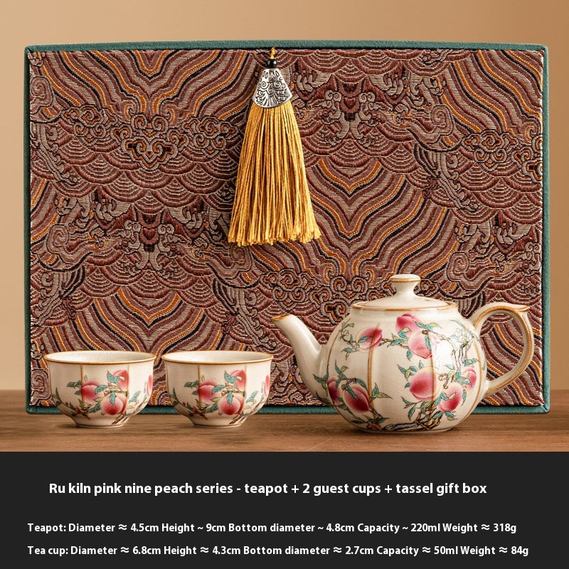 Pastel Ceramic Tea Set with Teapot and Cups - Chinese Style 220ml
