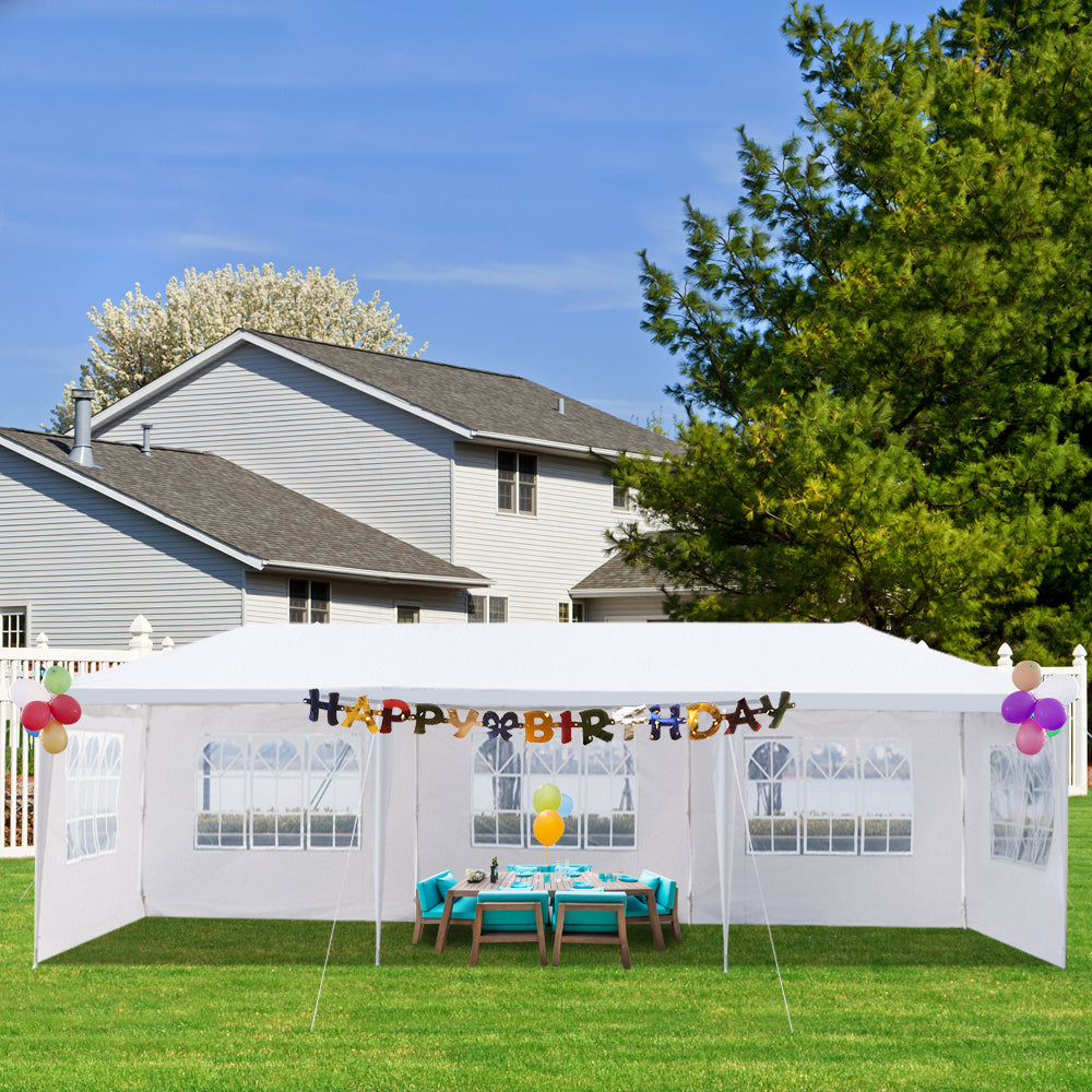 10x30ft White Party Tent with 5 Sidewalls - Waterproof Canopy