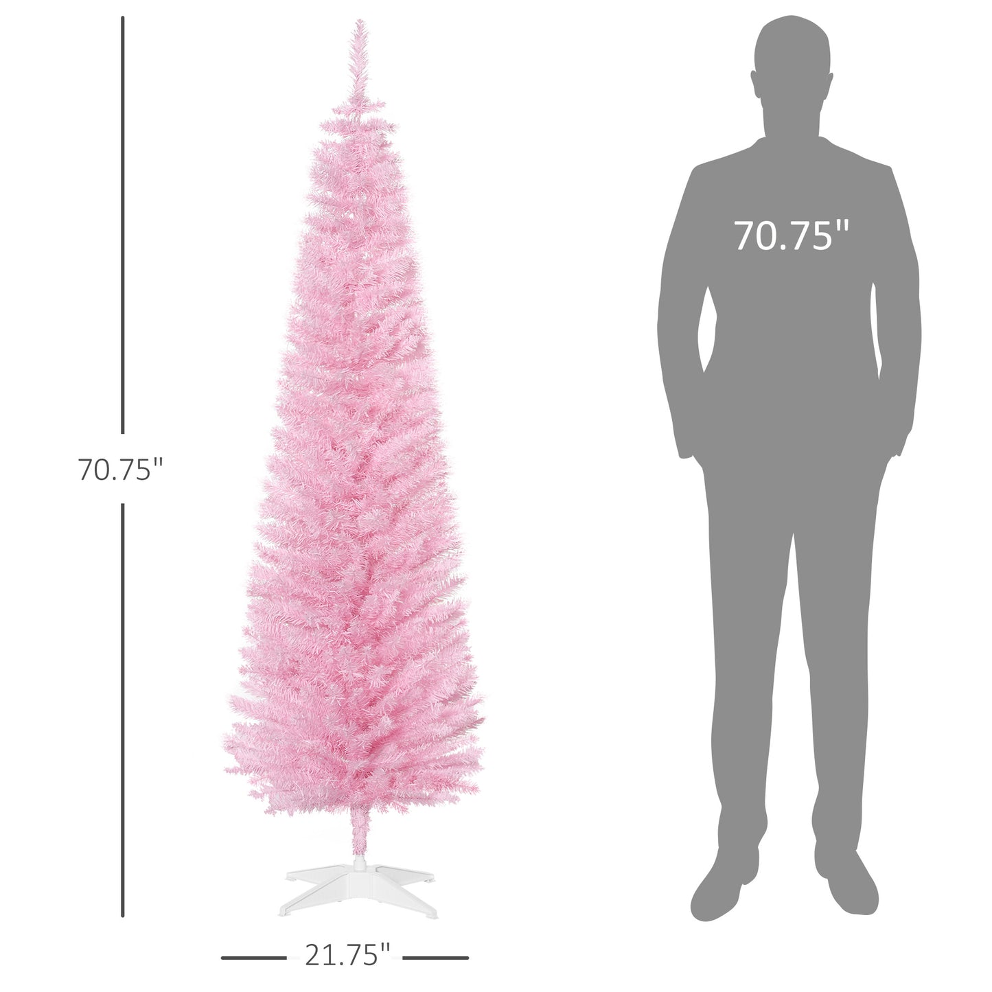 6ft Slim Pink Artificial Christmas Tree with 390 Branch Tips