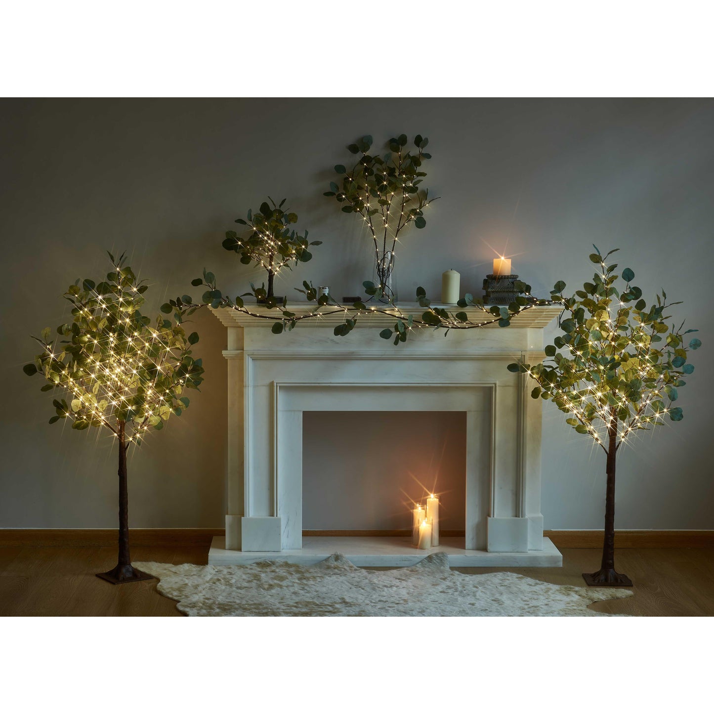 Eucalyptus Leaf Wreath with LED Lights - 72-Inch Decorative Light