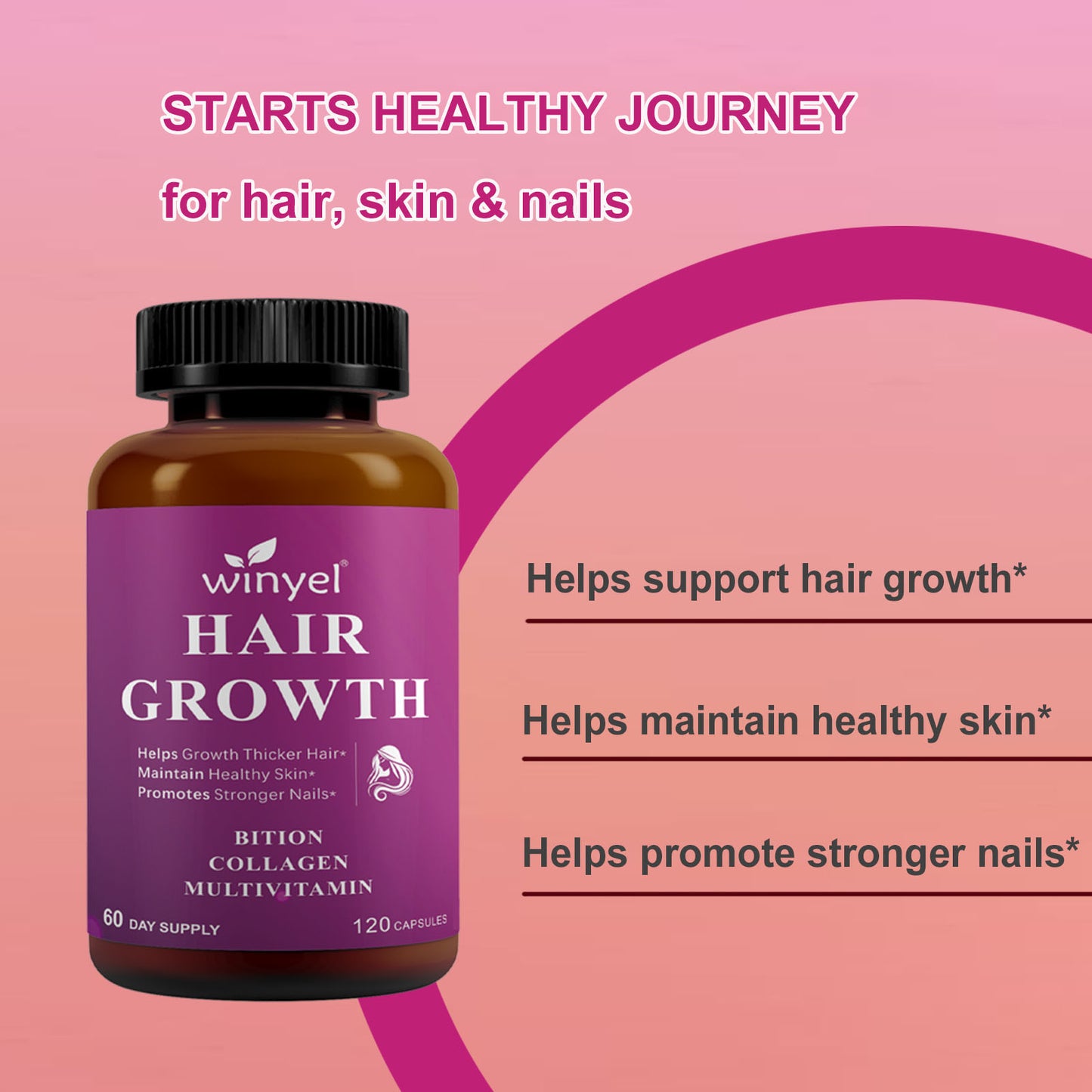 Hair Growth Supplement with Biotin, Collagen & Saw Palmetto for Hair & Nails