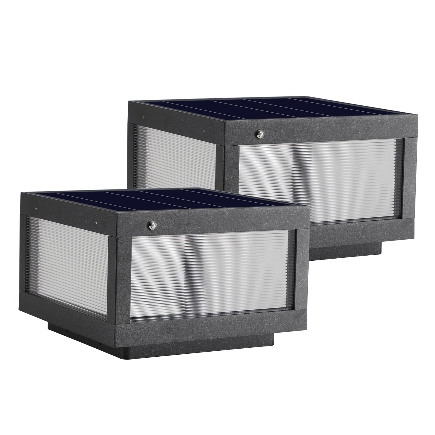 Solar Powered LED Post Cap Light - Modern Outdoor Fence Light