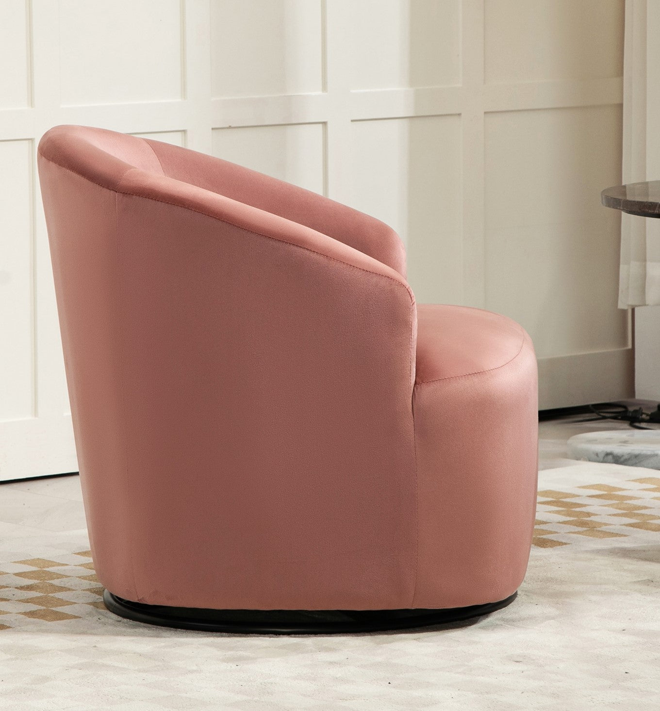364 Degree Swivel Barrel Accent Chair, Velvet Upholstered Curved