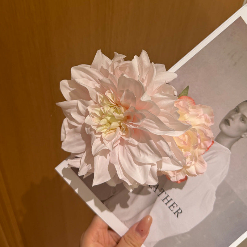 Flower Hair Clip - Pink Dahlia & Peony, Handmade