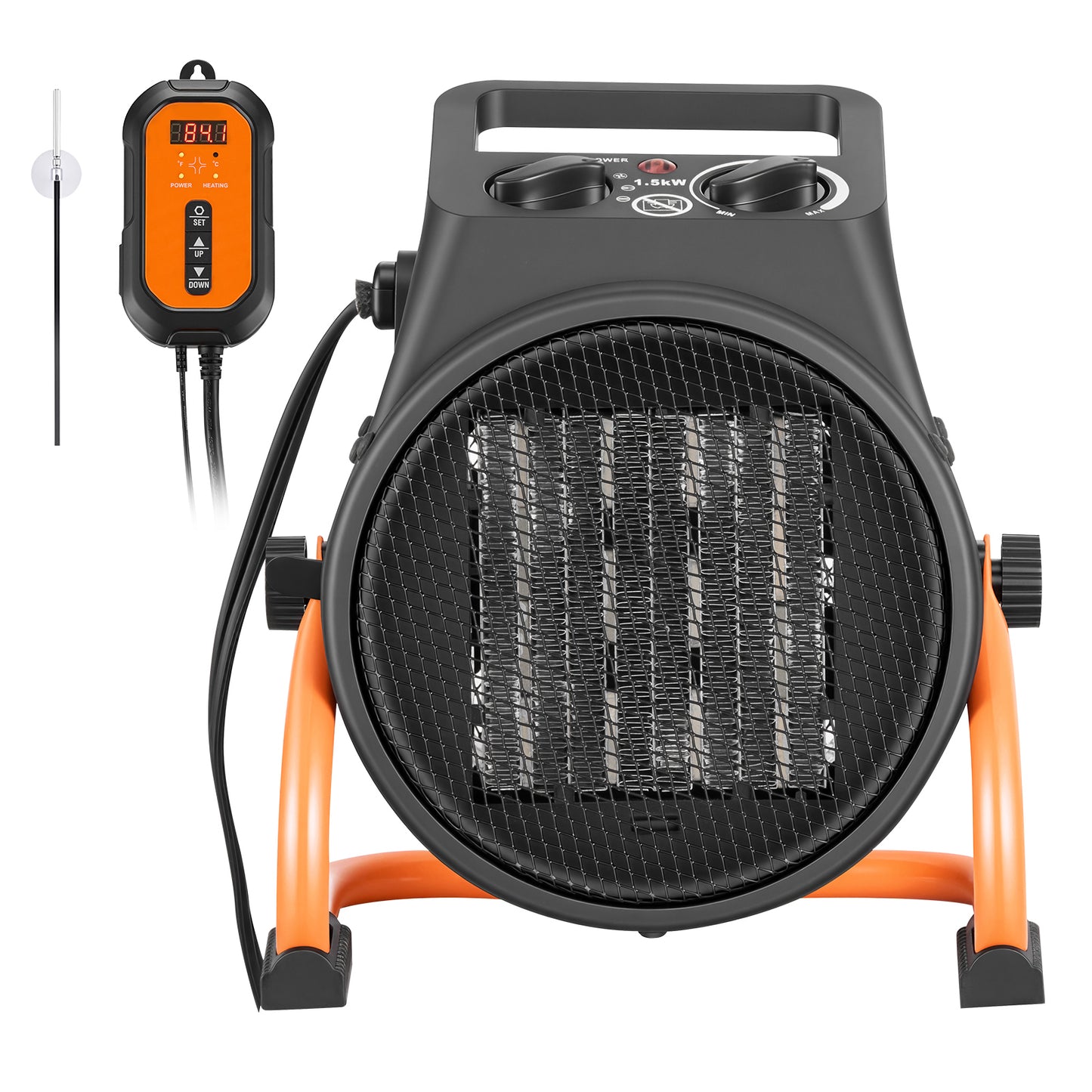 1500W Electric Space Heater with Thermostat for Grow Tent & Greenhouse