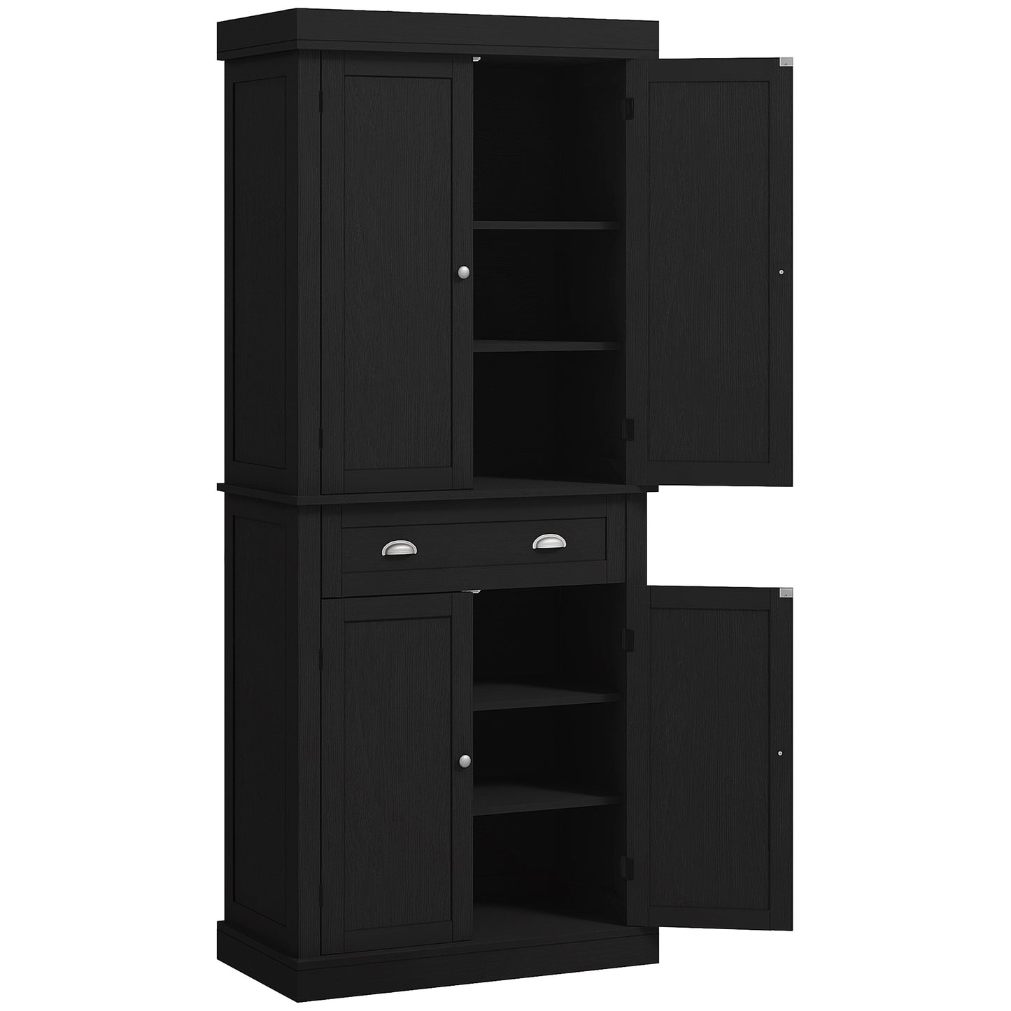 72.5 Inch Freestanding Kitchen Storage Cabinet - Black Wood Grain