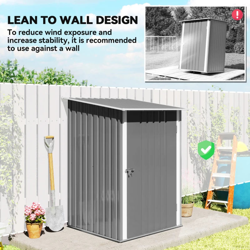Galvanized Steel Garden Storage Shed with Lockable Door - Gray, 39x40 Inches