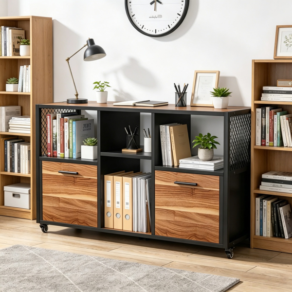 Versatile File Cabinet with 4 Shelves and 2 Drawers