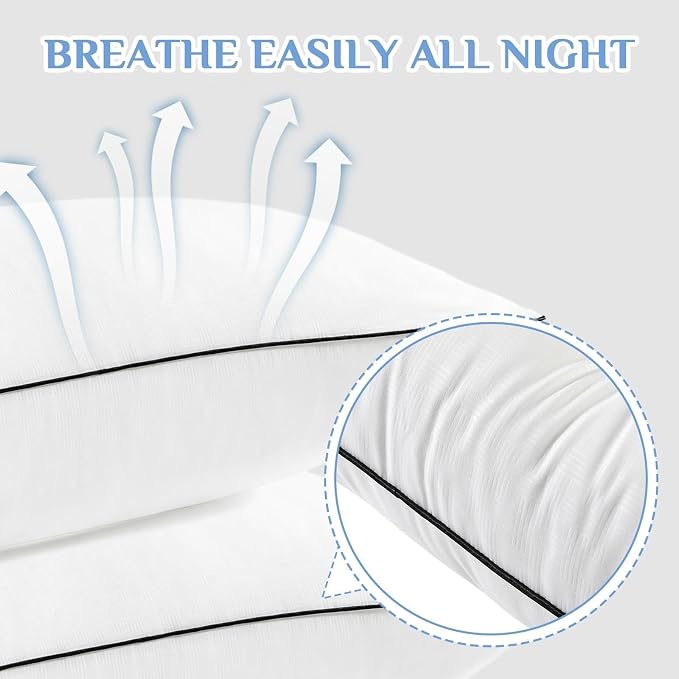 Down Alternative Pillows - Standard Size, Fluffy & Supportive, 2 Pack