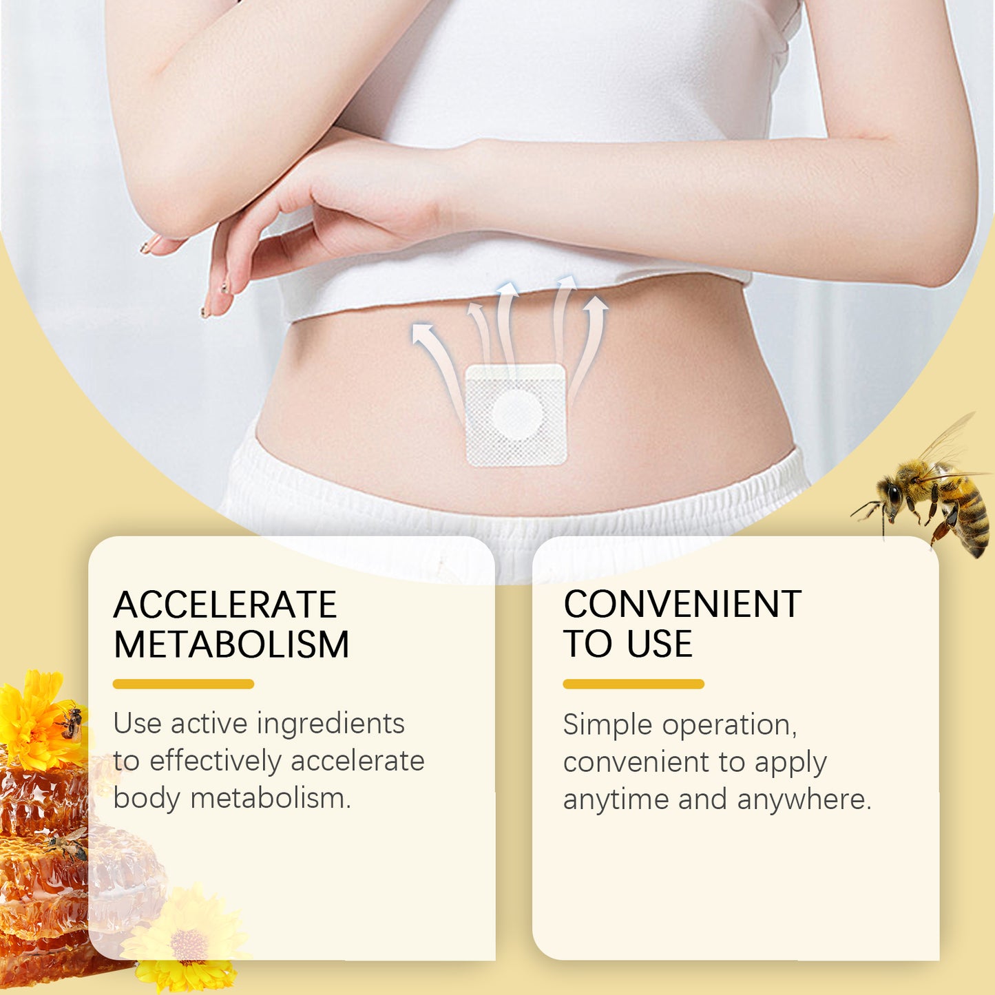 Bee Venom Slimming Patch - Herbal Belly Firming & Metabolism Support - 10 Pcs