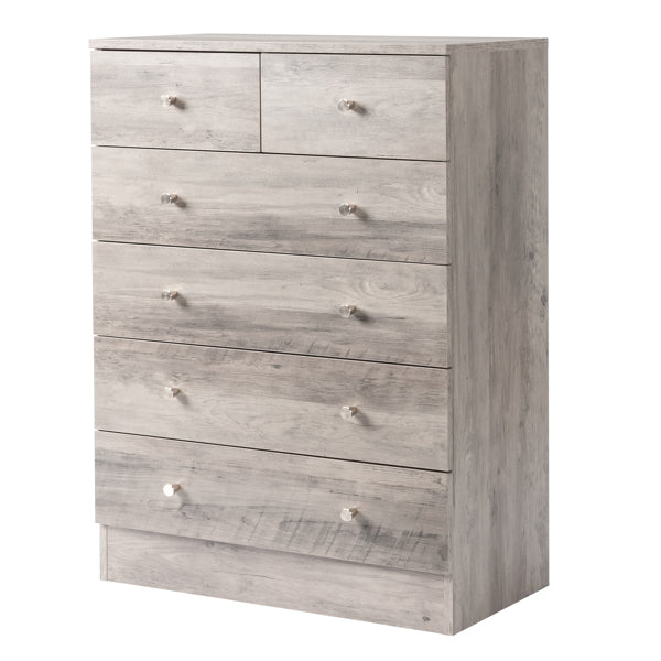5-Drawer Chest with Matte Gold Handles - Gray Particle Board