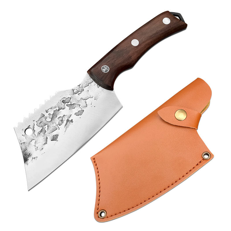 Kitchen Fish Knife with Leather Case - Antique Retro Stainless Steel