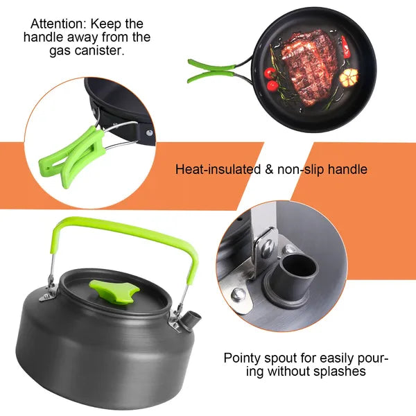 16-Piece Camping Cookware Set with Pot, Pan, and Utensils
