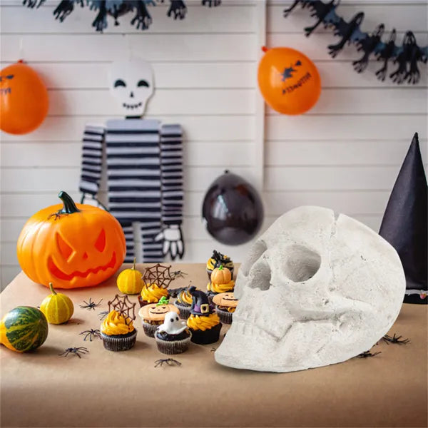 Realistic Human Skull Fire Pit Decoration - Halloween Decor