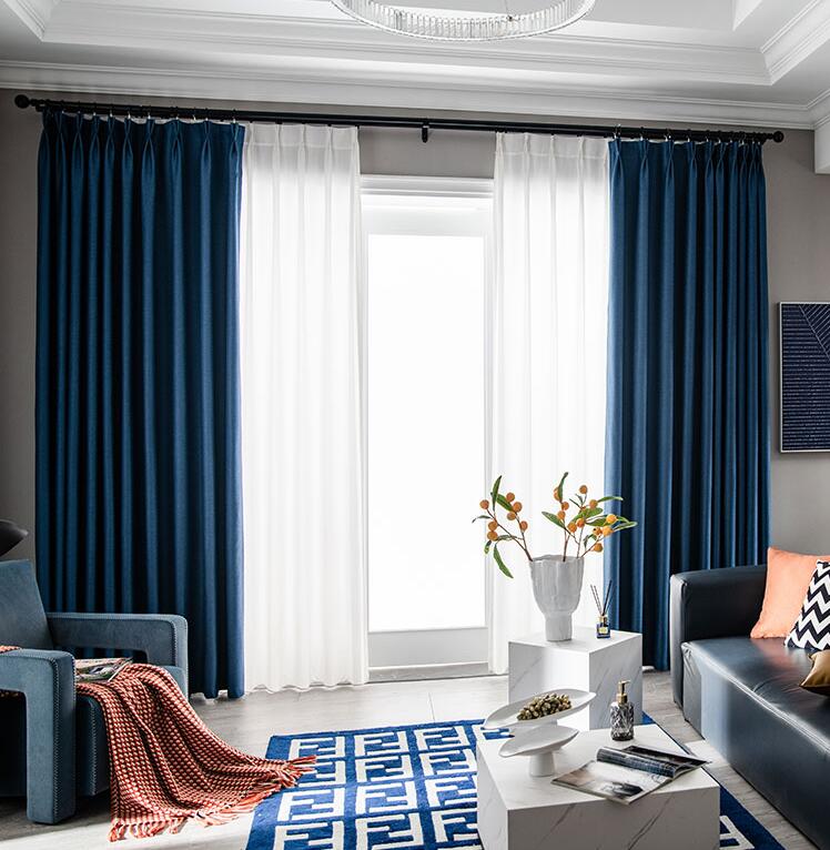 Soundproof Curtain Full Shade Noise-Reducing Full Cloth Bedroom Curtain Navy Blue
