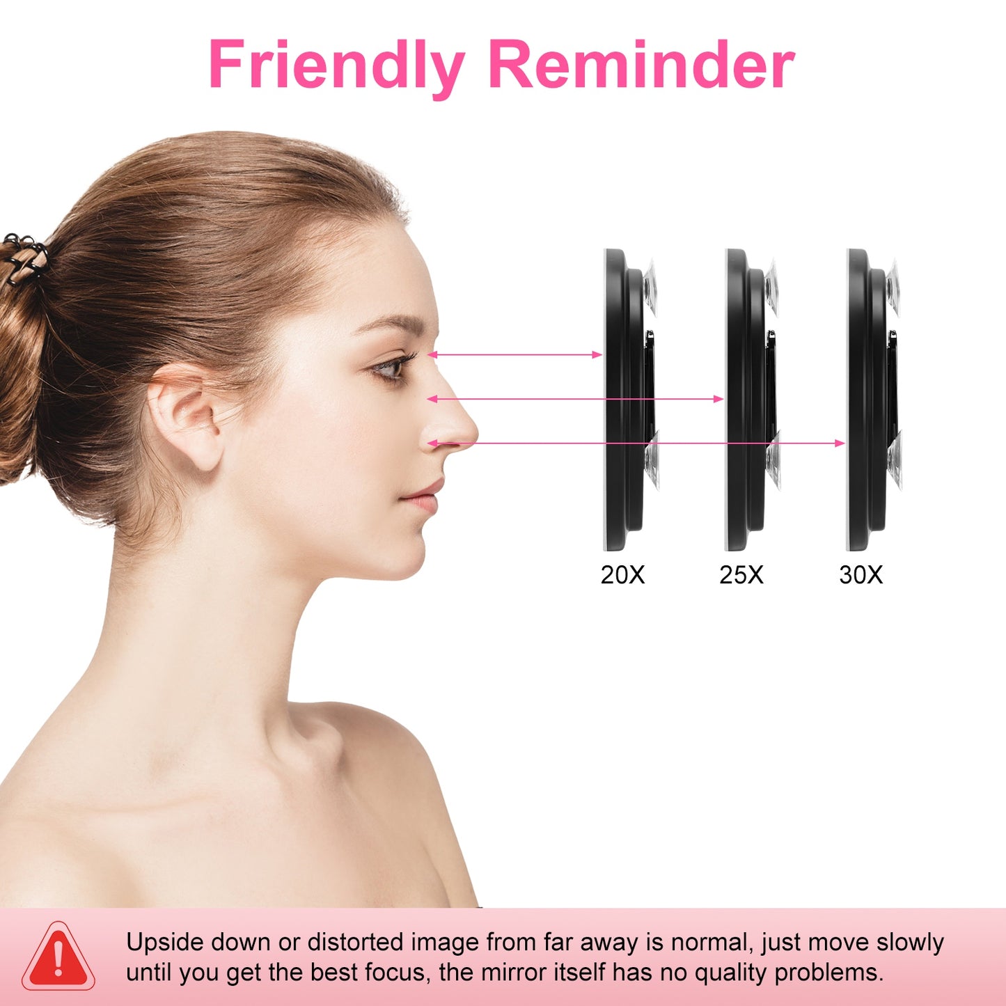 30X Magnifying Makeup Mirror with LED Light, Dimmable & 360° Adjustable Stand
