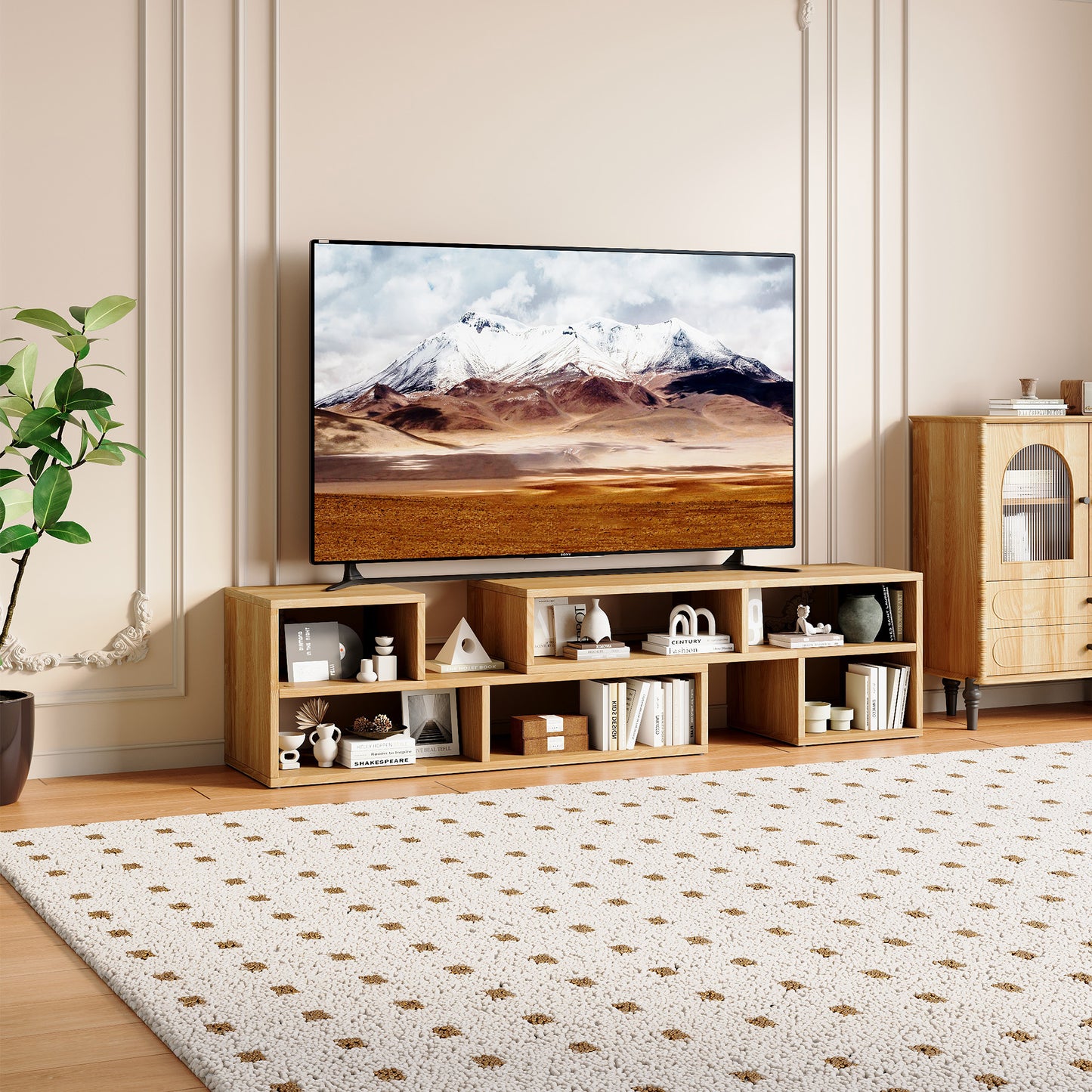 Modular Freestyle TV Stand - Light Wood Adjustable Media Console