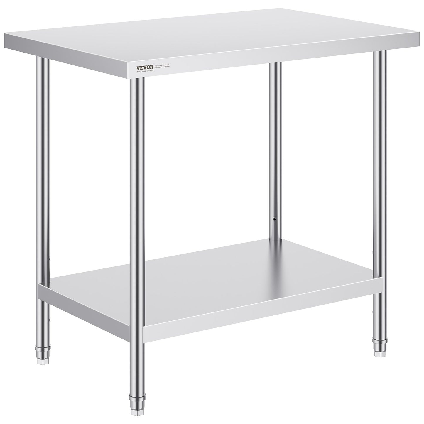 Heavy Duty Stainless Steel Prep Table - 24 x 36 Inch, Adjustable Height
