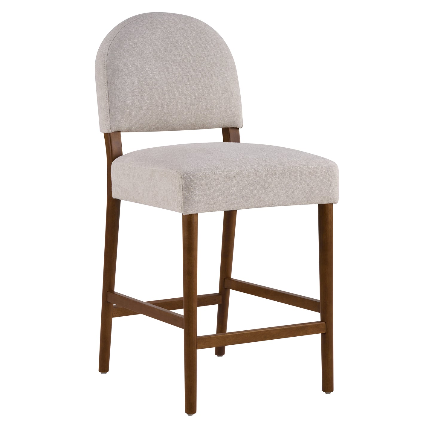 26 Seat Height Light Gray Fabric & Walnut Rubberwood Bar Stool,